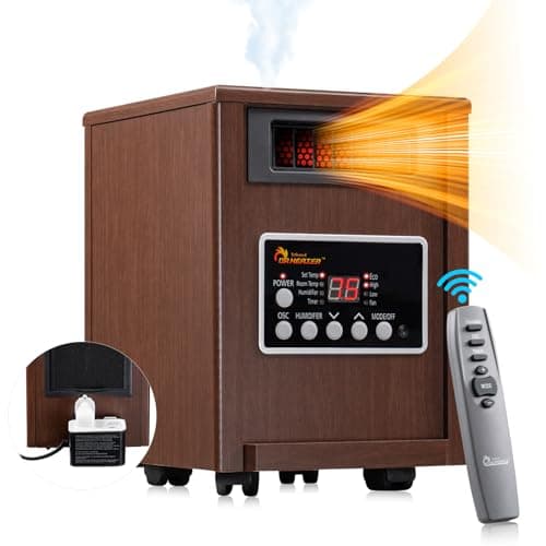 Dr. Infrared Heater, 1500W, Advanced Humidifier and Oscillation Fan and Remote Control, Walnut DR998, Dual Heating System