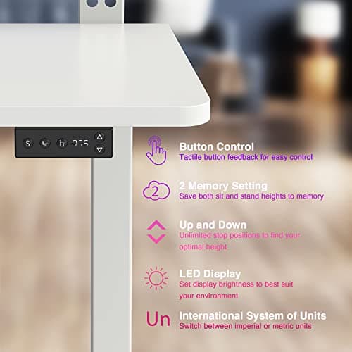 AVLT 47″ Electric Standing Desk with Dual-Tier Shelf & Tablet Holder – Height Adjustable Sit-Stand Desk for Home Office, Motorized Frame Supports 176 lbs (80kg), Includes Tabletops – White 8