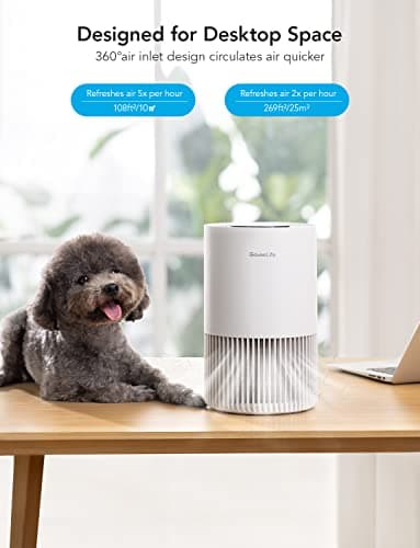 GoveeLife Smart Air Purifiers for Bedroom, Portable Filter Cleaner with WiFi Alexa Control for Pet Hair Odors Pollen Smoke, 24dB Quiet Air Purifier with 3 Speeds, Timer, Aromatherapy for Desktop 6