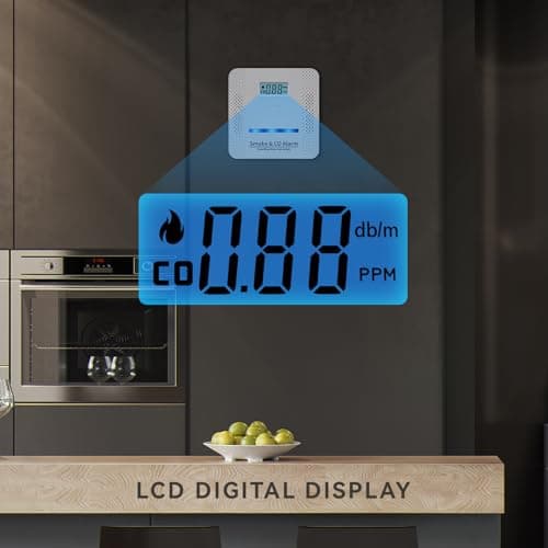 Smoke Detector Carbon Monoxide Detector,2 in 1 Fire & CO Alarm,Battery Powered,Carbon Monoxide Gas Detector with LCD Digital Display Sound and Light Alarm for Bedroom Warehouse Kitchen or RV Travel 6