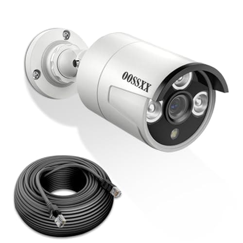 OOSSXX (5.0MP POE Extend Camera with 60 feet Cable Microphone Inside Outdoor/Indoor Video Surveillance Security Waterproof Wired POE Camera, Just Extend POE Kits, 1-Pack