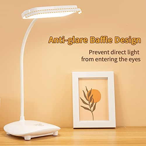 MAYTHANK Cordless Desk Table Lamp Reading Light 40 Led Rechargeable Big Battery, Touch 3 Modes,2 Ways Power,Dimmable,Gooseneck,Small Portable Bedroom Bedside Lamp 5