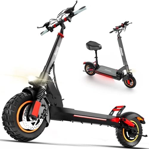 AONIU M4 Electric Scooter for Adults with seat 25-30 mph Fast Speed Heavy Duty 300 lbs 31 Miles Long Range Foldable e Scooter 10 inch Off Road Tires Mobility Folding e Scooters for Girls Men Teens.