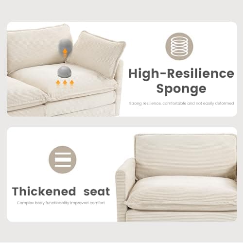 ROWHY Oversized Modular Sectional Sofa with Movable Ottoman, 112 Inch 4 Seat Modern Corduroy Sofa Set, Convertible L Shaped Couch for Living Room and Office, Beige 6