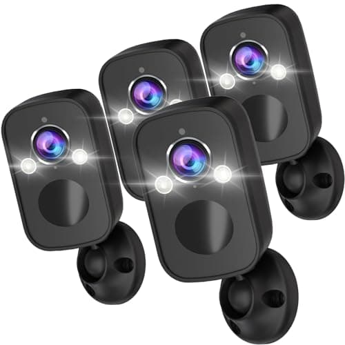 Rraycom 4Pack Security Cameras Wireless Outdoor for Home Security, 2K Battery Powered WiFi AI Motion Detection Spotlight Siren Alarm Security Camera, Color Night Vision, 2-Way Talk, Cloud/SD, w/Alexa