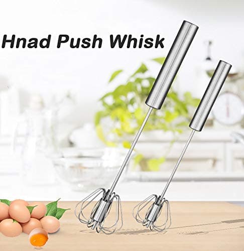 Stainless Steel Semi-automatic Egg Whisk - 3PCS Hand Push Rotary Whisk Blender (3 Pack) 8