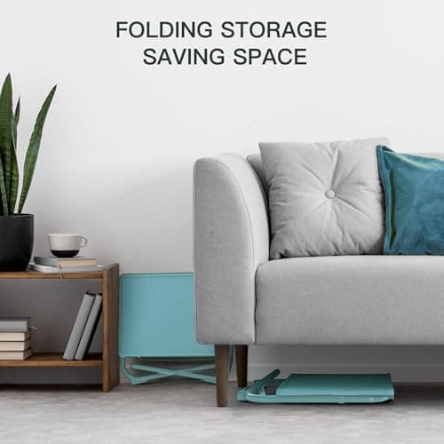 HUANUO Adjustable TV Tray Table - TV Dinner Tray with Cup Holder on Bed & Sofa, Comfortable Folding Table with 6 Height & 3 Tilt Angle Adjustments for Laptop (Azure) 6