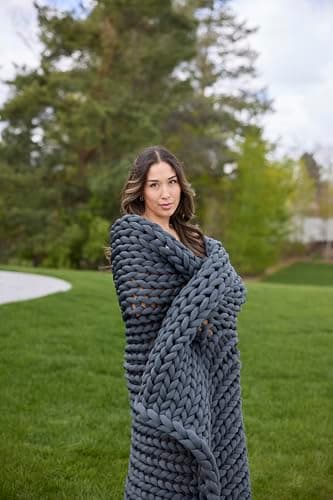 Nuzzie Original Knit Weighted Blanket - Breathable, Cooling, Hand Made Knit Throw Blanket for Sleep - Machine Washable, Stylish Design (Dusty Blue, Queen | 22lbs | 60"x80") 9