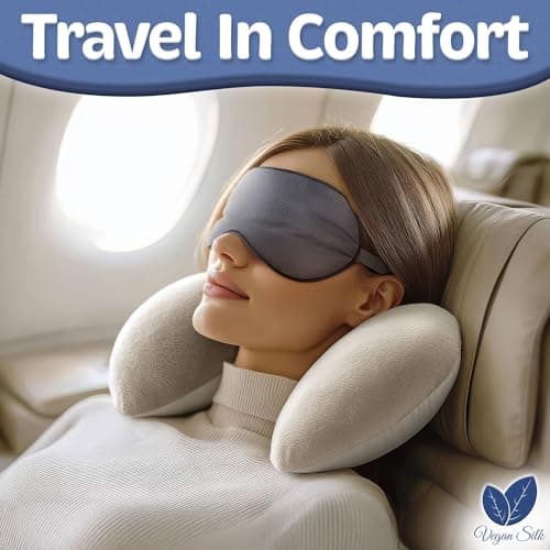 Vegan Silk - Sleep Mask - Navy Gray, 100% Viscose Derived from Bamboo - Lightweight Eye Mask with Adjustable Strap - Blackout Sleeping Blindfold for Women & Men - Comfortable Light Blocking Eye Cover 7