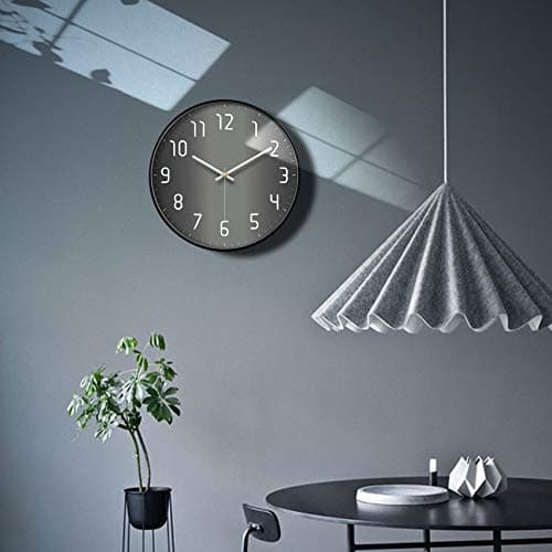 Modern Wall Clock Silent Non Ticking Cool Clocks for Wall Black&Grey Large Office Analog Small Battery Operated Wall Clock for Bedroom Kitchen Living Room Decorative Cool Unique Reloj De Pared 12inch 5