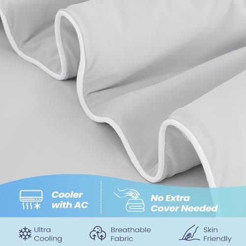 HOMELYSIAN Cooling Comforter King Size, Cooling Blankets for Hot Sleepers, Lightweight Comforter 106" x 90", Light Grey 5