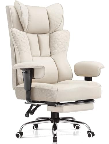 GTPLAYER Big and Tall Office Chair 400LBS Wide Ergonomic Gaming Chair with Deluxe Embossing Designed Leather with Foot Rest,150°Reclining Adjustable Soft Armrests Pocket Spring Back Support and Pillow