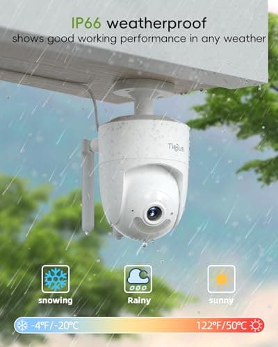 TIEJUS 5G/2.4G Security Camera Outdoor, 24/7 Recording Wired Cameras for Home Security, Plug-in Power, 360° PTZ, Auto Tracking, Color Night Vision, IP66 Waterproof, SD/Cloud Storage, White-2 Packs 6