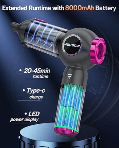 houscly Handheld Car Vacuum Portable Cordless 25000Pa High Power Small Mini Hand Vacuum Rechargeable 4-in-1 Wireless Handheld Vac for Car Office Desktop Home Cleaning Ideal Gifts for Men & Women 5