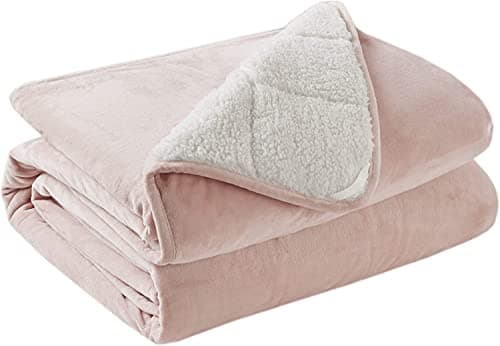 Degrees of Comfort 10 lbs Soft Sherpa Fleece Weighted Throw Blankets for Couch, Pink Small Blanket for Women, Kids & Adult, Ultra Fuzzy Throws with Plush Flannel Top, 50"x 60", Blush Pink