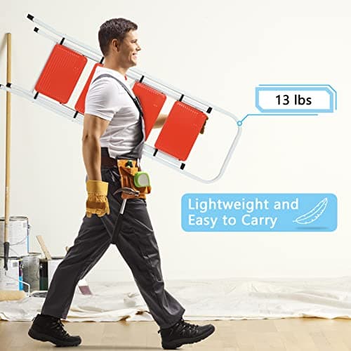 LUISLADDERS 4 Step Ladder, Folding Step Stool, Heavy Duty Step Ladder, Sturdy with Handrails, Anti-Slip & Wide Pedal, Lightweight Portable Ladders for Adults, Home Kitchen 350 lbs 6