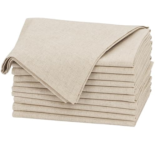 Ruvanti Linen Napkins Set of 12, 18x18 Cloth Napkins, Cotton Linen Blend Napkins Cloth Washable, Soft, Reusable Dinner Napkins for Wedding, Parties, Christmas, Thanksgiving, Everyday Use - Natural