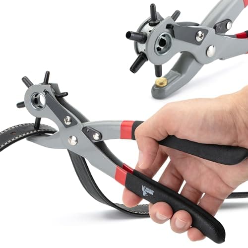 UNCO Leather Hole Punch Tool - Multi Size Punch for Belts & Leather - Belt Punch for Leatherwork