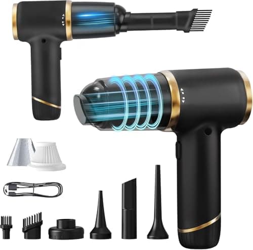 PATO Handheld Vacuum Cleaner 15000PA Car Vacuum, 6 in 1 Portable Cordless Vacuum Cleaner Set, USB Rechargeable. Black Mite Removal and Insecticide. Wireless Sensing