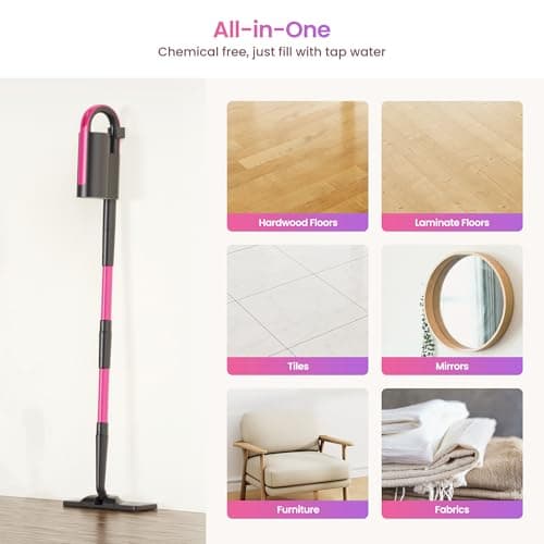 Schenley 19-in-1 Steam Mop Dual-Rod Design with Detachable Handheld Steamer for Walls, Grouts, Hard Floors, Tiles, includes Multi-purpose Accessories, Washable Microfiber Pads and Disposable Pads 8