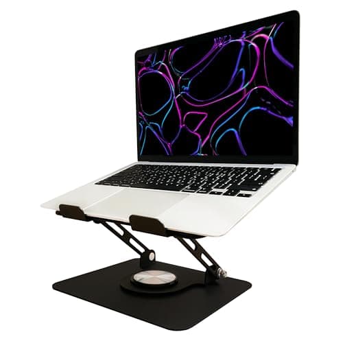 JEROPIC 360° Rotating Laptop & Tablet Stand - Adjustable Height, Heavy-Duty Carbon Steel Holder for Desk, Fits Devices up to 17 Inch, Ergonomic & Durable (Black)