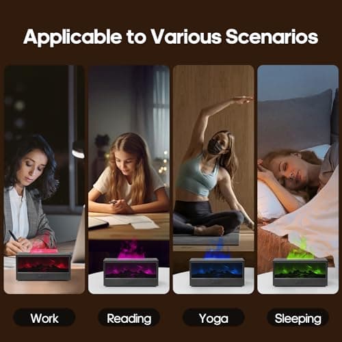 Essential Oil Diffusers for Home,Air Diffuser Flame Colorful Water Vapor Fireplace Fire Humidifier Aromatherapy Aroma for Room Bedroom,Auto Off Protection 6
