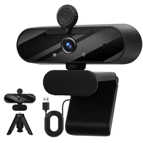 MTORED Full HD 1080P Webcam with Built-in Microphone, Rotatable Tripod