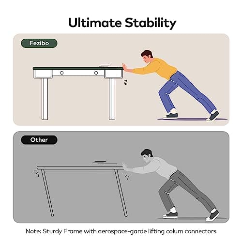 FEZIBO Whole Piece Mid Century Modern Electric Standing Desk with Drawer and Open Storage, 48 x 24 Inches Sit Stand Home Office Desk, Haze Blue Walnut(2 Packages) 8