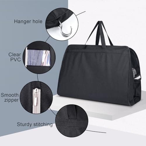 SLEEPING LAMB 43'' Gusseted Garment Bags for Travel Breathable Suit Bags for Men Travel with Two Mesh Pockets, Black 5