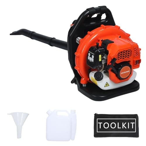 52CC Gas Backpack Leaf Blower, Snow Blower 550 CFM High Power 2-Stroke Engine Strong Wind Force for Yard Garden Snow & Dust Removal Adjustable Tube Ergonomic Harness (52cc Orange)