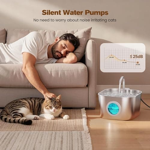 Cat Water Fountain Stainless Steel: Pet Fountains for Cats/Dog Indoor Automatic Waterer Bowls for Drinking Small Animal Water Dispenser Metal Pets Watering Faucet Bottle Auto Kitty Watering Supplies 5