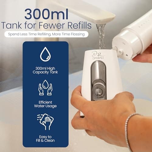 Water Flosser - Portable Cordless Rechargeable Water Dental Flosser for Teeth and Braces with 4 Modes, 5 Tips, 300 ml Capacity, and 90 Sec AutoShut-Off Feature 6