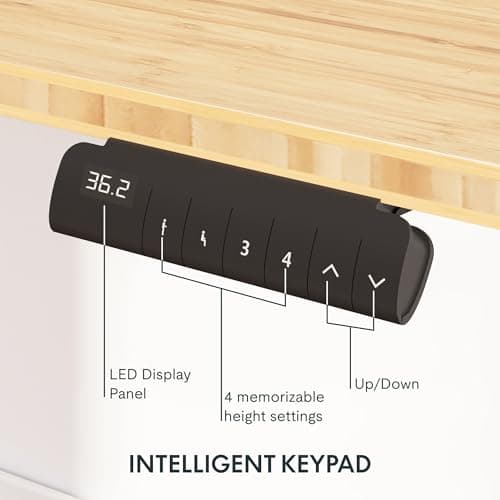 FlexiSpot E6 Bamboo 3-Stage Dual Motor Electric Standing Desk 55 x 28 Sit Stand Up Desk, Holds 220 lbs, Adjustable Height w/ Memory Presets, Solid Bamboo Desktop & White Frame, Ships in 2 Boxes 5