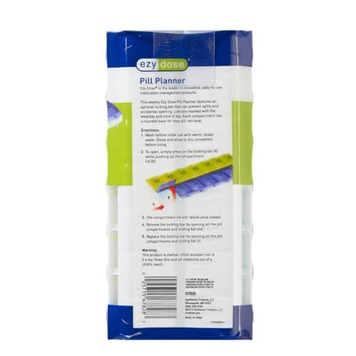 EZY DOSE (14-Day) AM/PM Pill Planner, Medicine Case, Vitamin Organizer Box, 2X-Large Locking Compartments to Secure Prescription Medication and Prevent Accidental Spilling, Color May Vary, BPA Free 6