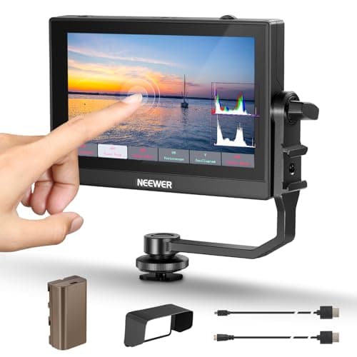 NEEWER F500 5.5 Inch Camera Field Monitor, HDR Touch Screen with 3D LUT, Waveform, Vector Scope, Full HD 1920x1080 IPS 4K HDMI Loop in/Out DSLR Video Peaking Focus Assist, Tilt Arm, Battery