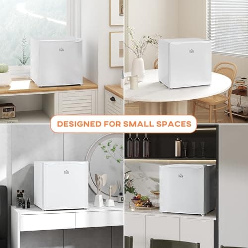 HOMCOM Mini Freezer Countertop, 1.1 Cu.Ft Compact Upright Freezer with Removable Shelves, Reversible Door for Home, Dorm, Apartment and Office, White 9