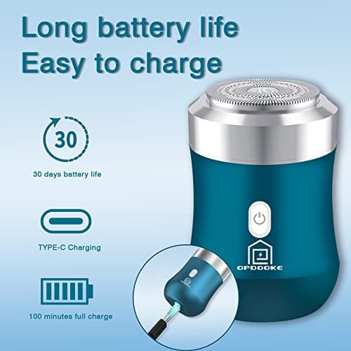 Opdooke Mini Electric Razor,Wet Dry Electric Shavers for Men Women,30 Day Battery Life,Powerful Men's Shaver Used for face Chest Leg Shaving,Travel Size Toiletries for Travel Car Home,Blue 5