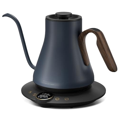 Electric Kettles, INTASTING Gooseneck Electric Kettle, ±1℉ Temperature Control, Stainless Steel Inner, Quick Heating, for Pour Over Coffee, Brew Tea, Boil Hot Water, 0.9L (Navy Blue)