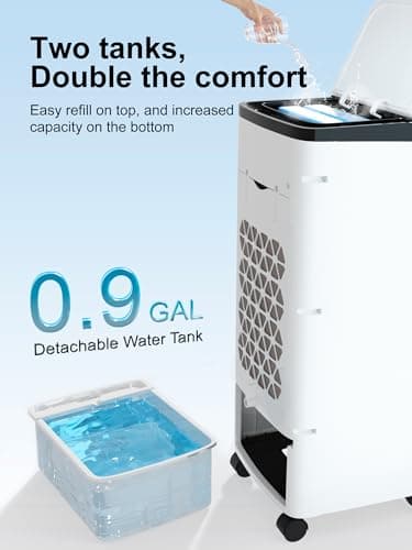 MEPTY Swamp Cooler, Windowless Portable Air Conditioners with Oscillation, Evaporative Air Cooler with Remote,12H Timer, Air Cooler Fan with 3Modes&Speeds for Bedroom Indoor Room 6