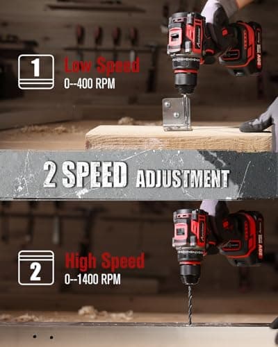 AVID POWER Brushless Power Drill Set, 20V Cordless Drill Driver Kit with 2.0Ah Battery and Charger, 3/8-Inch Metal Chuck, 355 In-lbs Torque, 2-Variable Speed, 26 Position and 22pcs Accessories 6