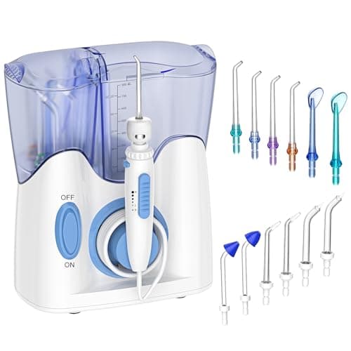 H2ofloss Dental Water Flosser for Teeth Cleaning With 12 Multifunctional Tips & 800ml Capacity, Professional Countertop Oral Irrigator Quiet Design(HF-9 whisper)
