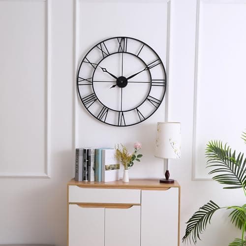 CLXEAST 30 Inch Large Wall Clock Modern, Oversized Roman Numeral Decorative Black Metal Wall Clock for Living Room Decor,House Warming Gifts New Home 8