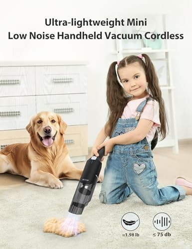 MUZAP Handheld Vacuum Cleaner for Pet Hair & Car, Cordless, Powerful 15KPa Suction, 30-Min Runtime, 500ML Dust Cup, Blue 7