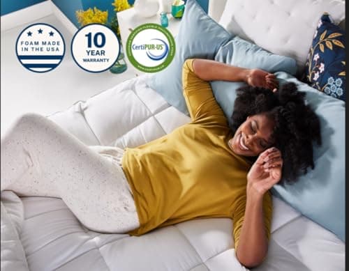 Sleep Innovations Cooling Comfort Gel Memory Foam Dual Layer Mattress Topper, 4 Inch, King Size, Pillow Top Cover 6