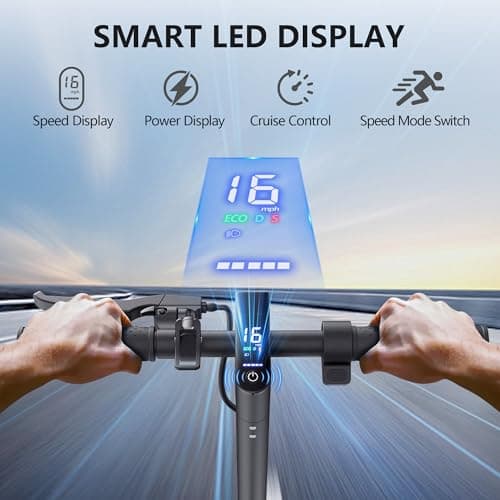 Electric Scooter, 350W Peak Motor, Up to16 MPH, 16 Miles Long-Range, 8.5" Solid Tires, Dual Suspension, EABS Braking, APP Control, Yellow Commuting Foldable E-Scooter for Adults 6