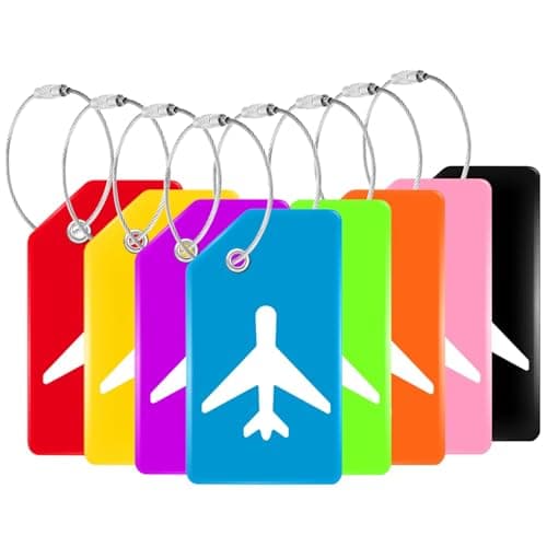 8 Pack Silicone Luggage Tag, Stainless Loop Name ID Card for Suitcases, Airplane TSA Approved Privacy Protection Travel Tags, Quick Spot Baggage Bag Identifier, Cruises Essentials Multicolor