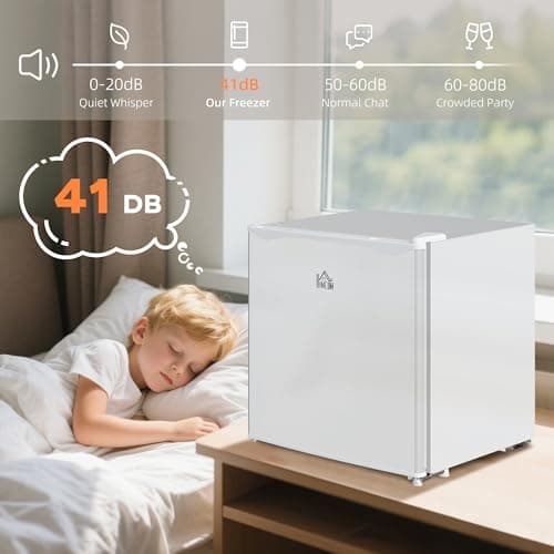 HOMCOM Mini Freezer Countertop, 1.1 Cu.Ft Compact Upright Freezer with Removable Shelves, Reversible Door for Home, Dorm, Apartment and Office, White 6