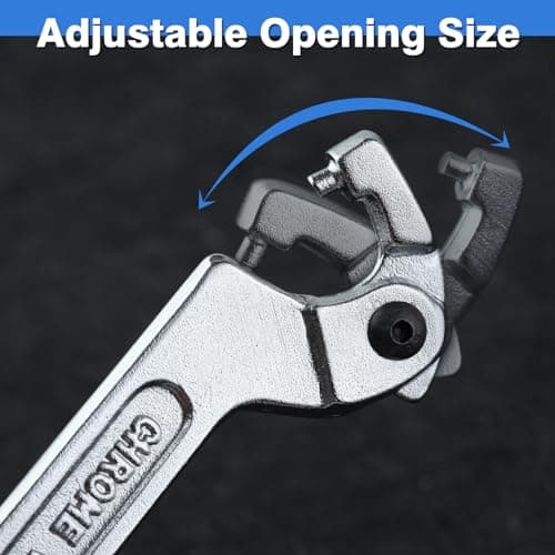 LEONTOOL Adjustable C Spanner Hook Wrench Tool Adjustable Pin Spanner Wrench Tool for Mechanical Equipments Vehicles Tighten Lock Nuts & Bearings, Round Head, 3/4-2"(19-51mm), Chrome-Vanadium Steel 3