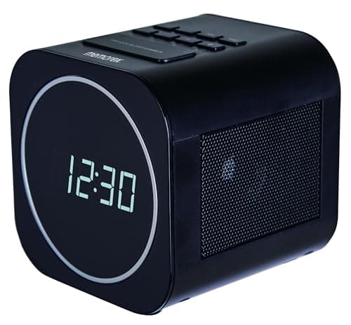 Memorex MX-CR140 Clock Radio with USB Charging | Dual Alarm Clock with FM PLL Radio, Sleep Timer, Snooze Function & 0.6” White LED Display | Compact Bedside Digital Alarm Clock with Battery Backup
