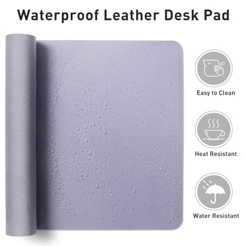 Aothia Leather Desk Pad Protector, Large Mouse Pad, Office Desk Mat, Non-Slip PU Leather Desk Blotter, Laptop Desk Pad, Waterproof Desk Writing Pad for Office and Home (23.6" x 13.7", Lavender) 6